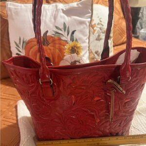 Patricia Nash Red Embossed Satchel